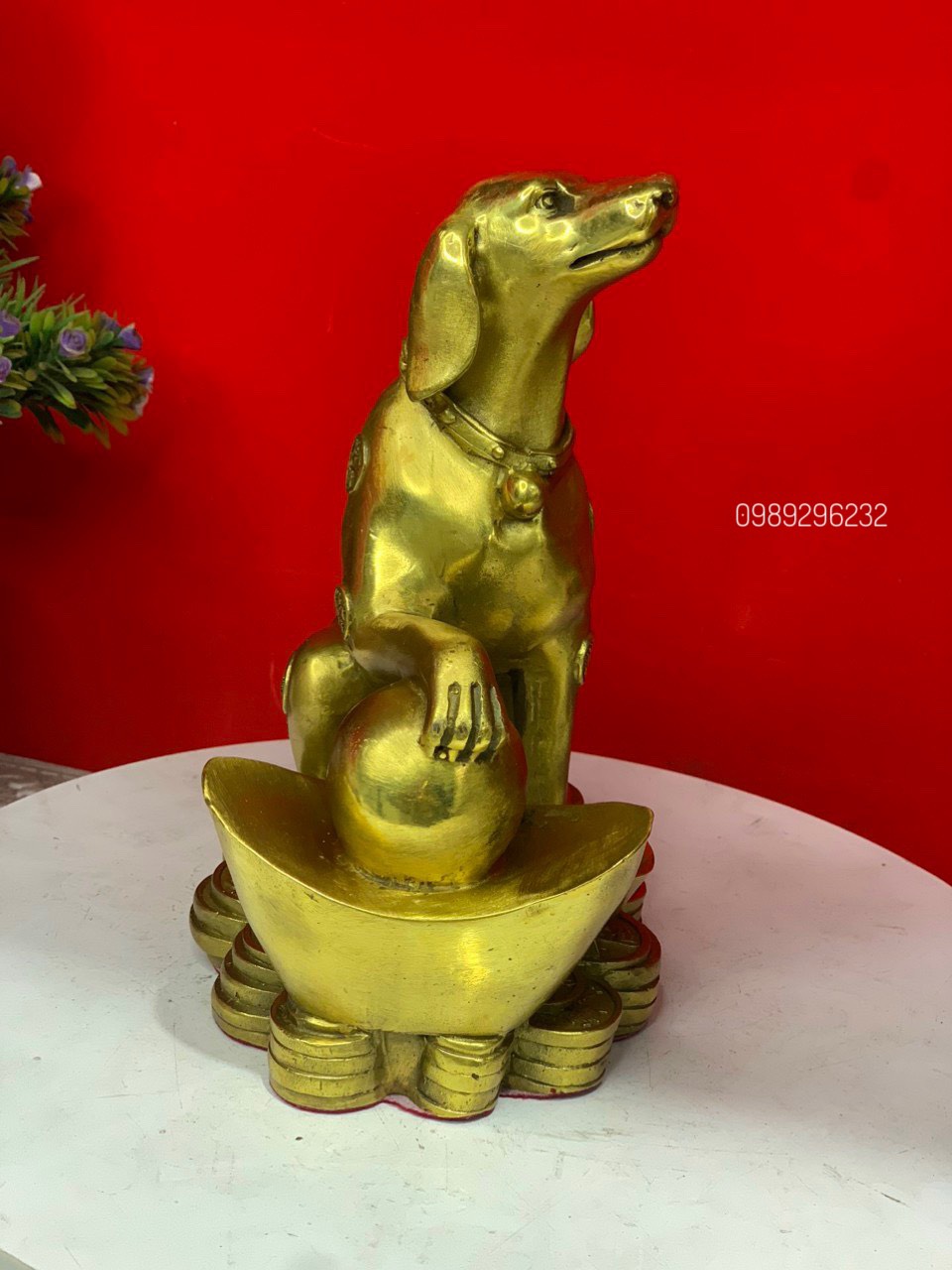 Tượng Chó phong thuỷ bằng đồng vàng