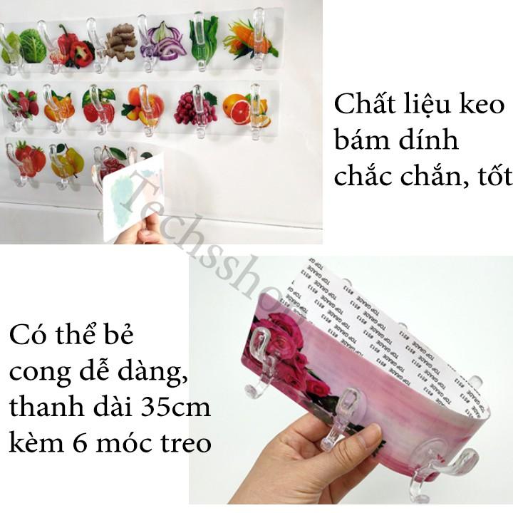 Miếng Dán Tường 6 Móc Trong Suốt Và Hoa Văn Nhiều Mẫu Treo Quần Áo, Đồ Đạc Trong Nhà Tắm Nhà Bếp