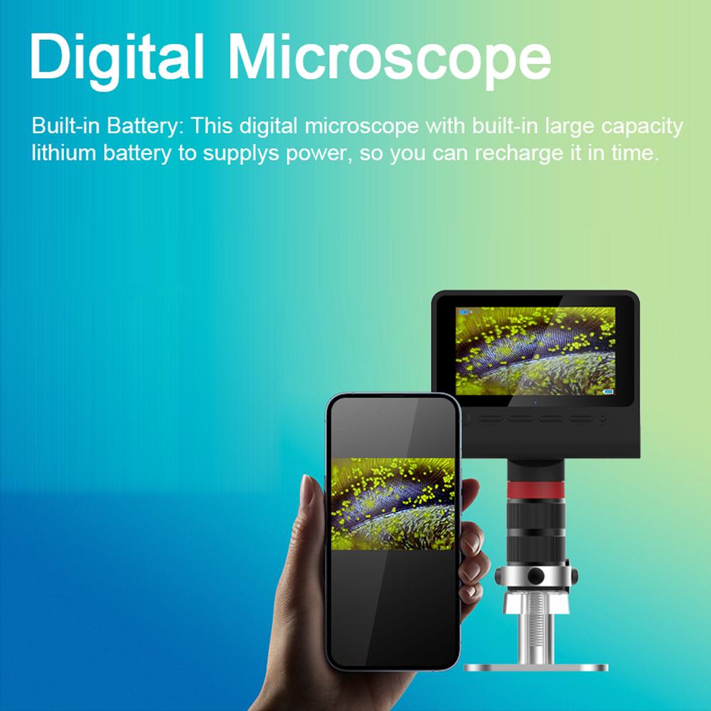 1080P 5 Megapixels WiFi Digital Microscope Portable Industrial Microscope 5 Inch Display Screen Photo Video Modes with 8 LED Lights Aluminium Alloy Holder