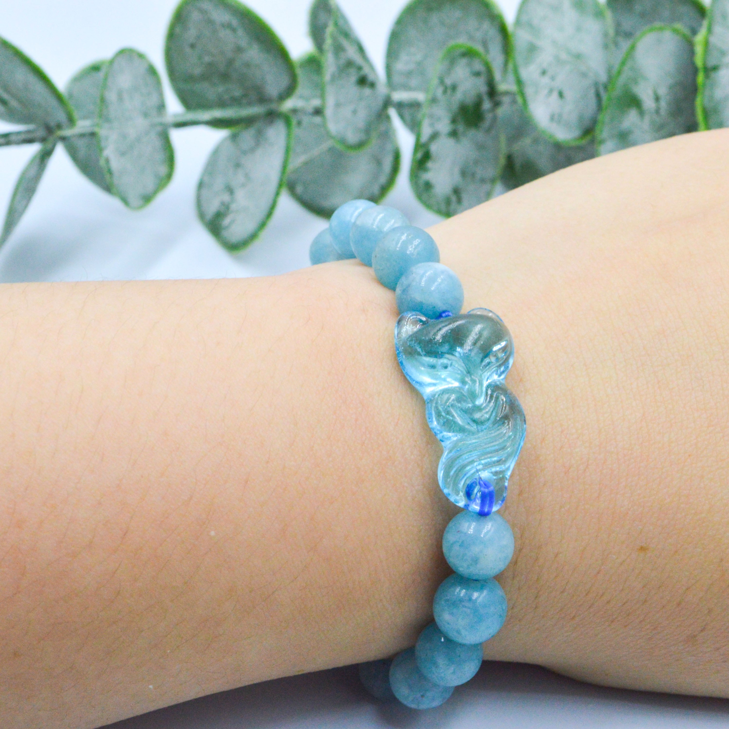 Vòng Tay Hồ Ly Topaz Xanh Dương Phối Mã Não Xanh Dương