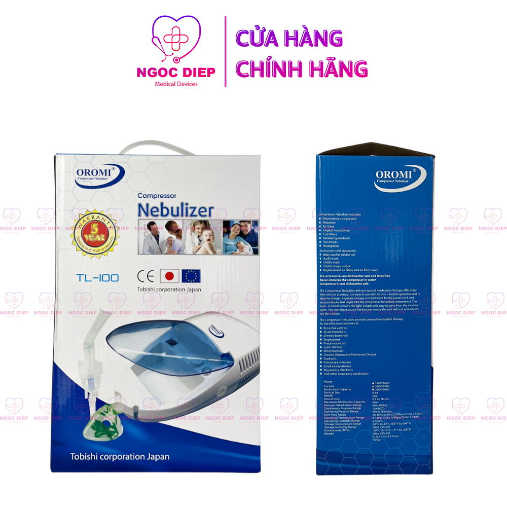 Máy hút dịch, máy xông khí dung OROMI TL-100 - Máy xông mũi họng cho trẻ em, người lớn - Hàng chính hãng