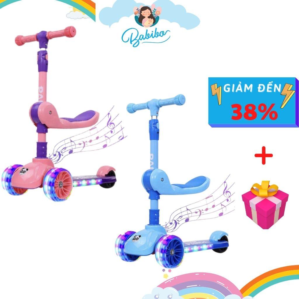 Xe scooter cho bé Babibokids, xe chòi chân cho bé từ 2 đến 6 tuổi có đèn và nhạc khi xử dụng siêu dễ thương