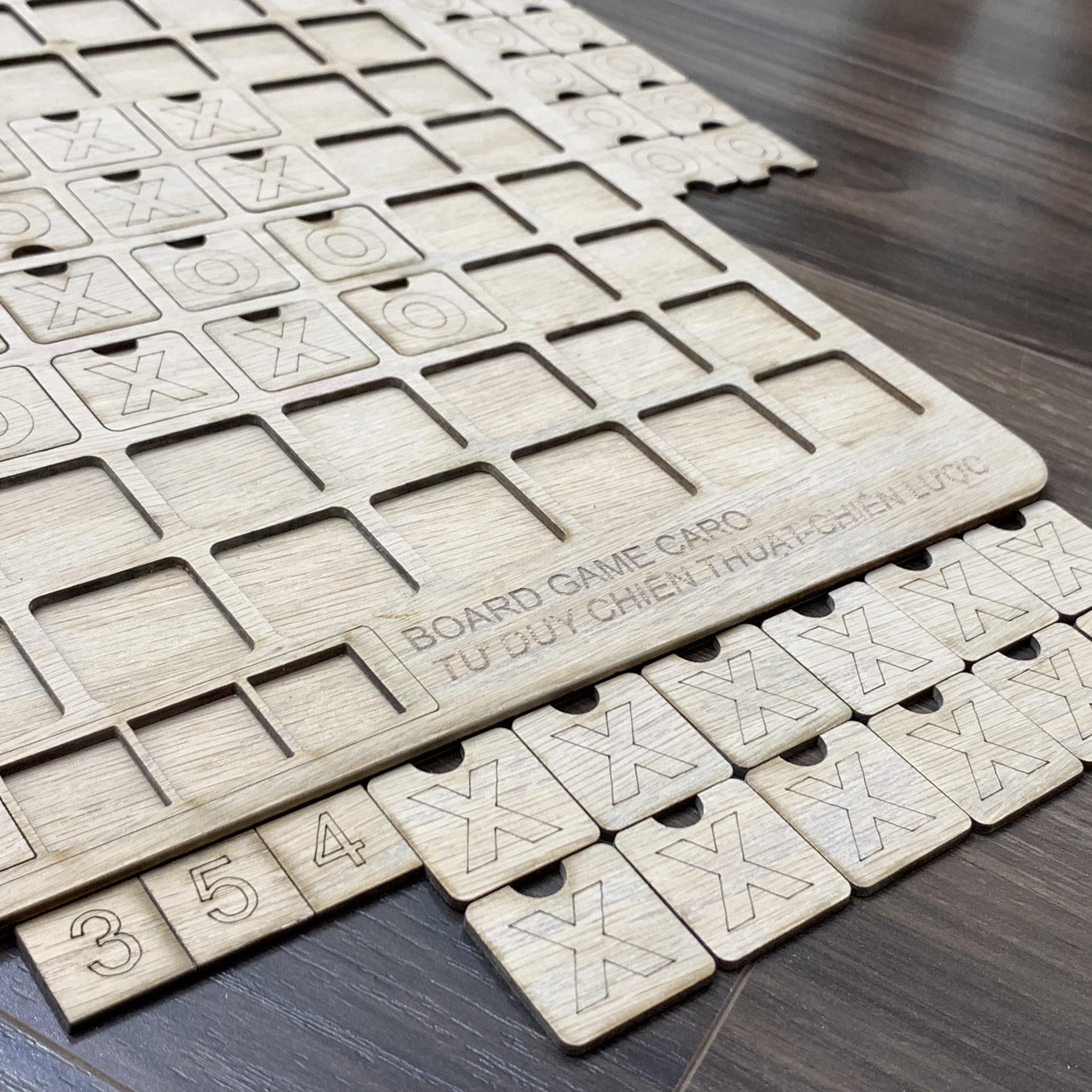 Trò Chơi Cờ Caro Bàn Cờ Bằng Gỗ Tự Nhiên Loại Lớn Kích Thước 30x30 cm
