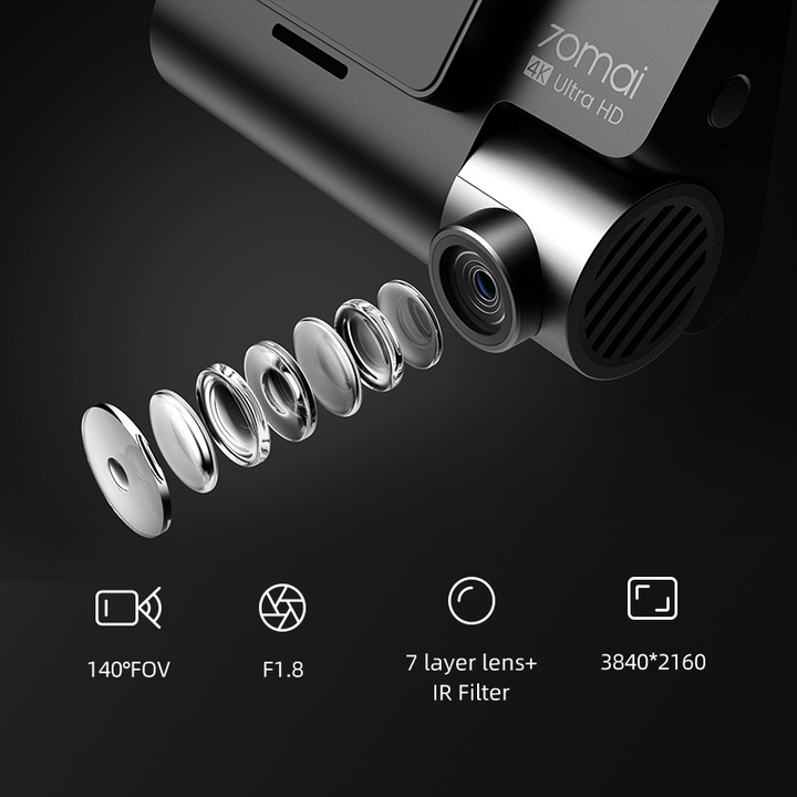 Camera hành trình ô tô Xiaomi 70mai cao cấp A800S chất lượng hình ảnh 4K, tích hợp Wifi (Bộ tích hợp Camera trước + Sau) -  Bản Quốc Tế - Hàng Nhập Khẩu