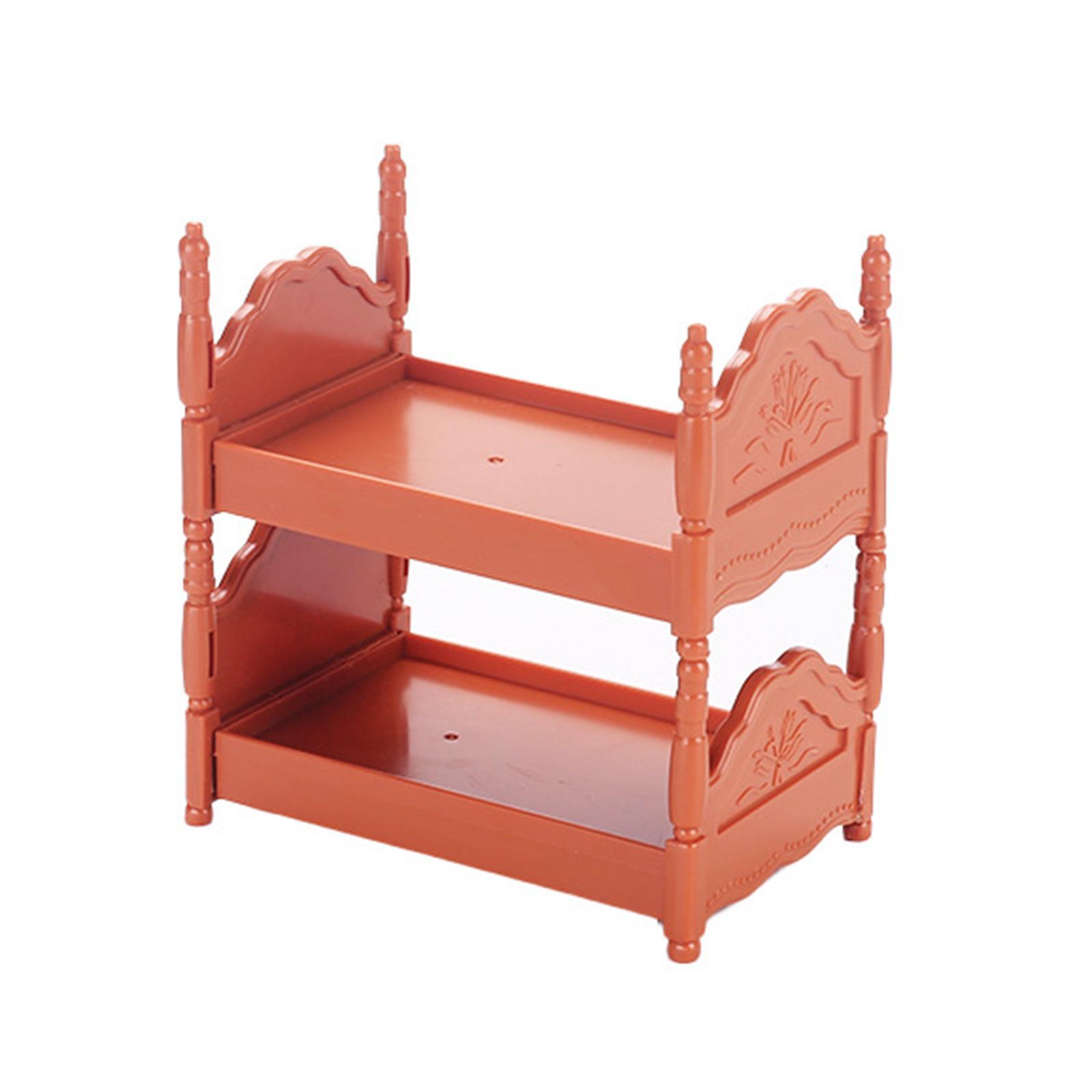 Miniature Wooden Bed Bunk Bed 1:12 DIY Scene Miniature Bed for Children Room