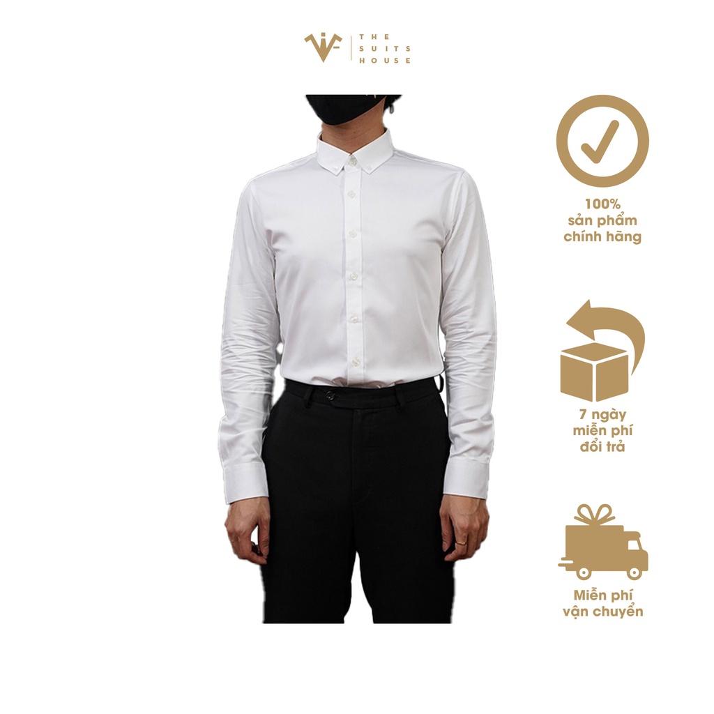 Áo sơ mi trắng cài khuy cổ The Suits House SM00005
