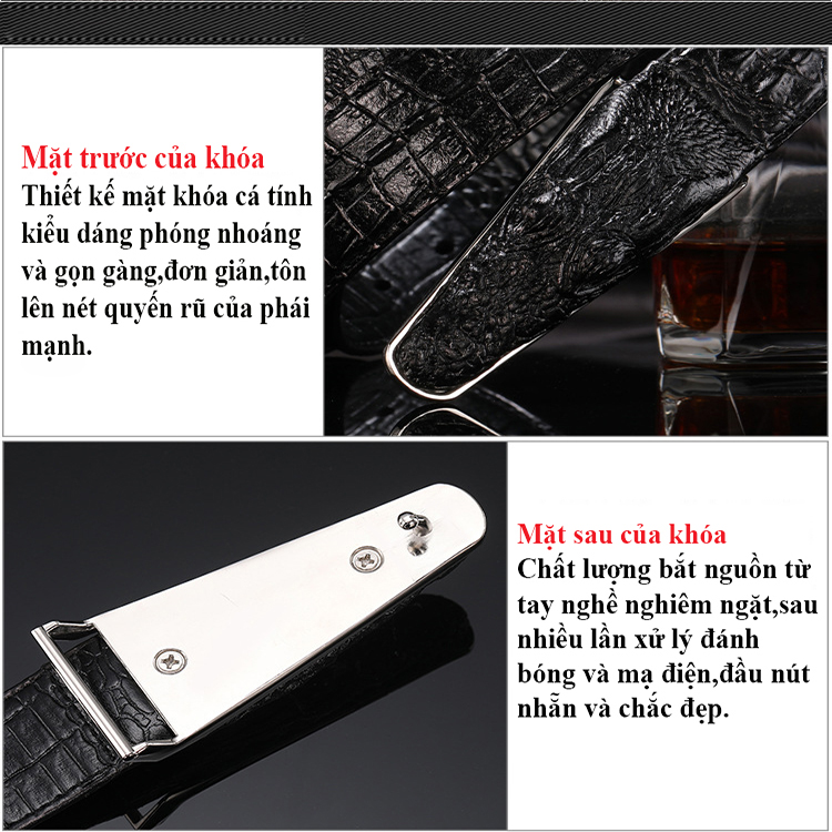 Thắt lưng da nam vân cá sấu - Da PU - Dây dài 1m2 - Kiểu dáng thiết phong cách lịch sự sang trọng thời trang - Phù hợp mọi lứa tuổi