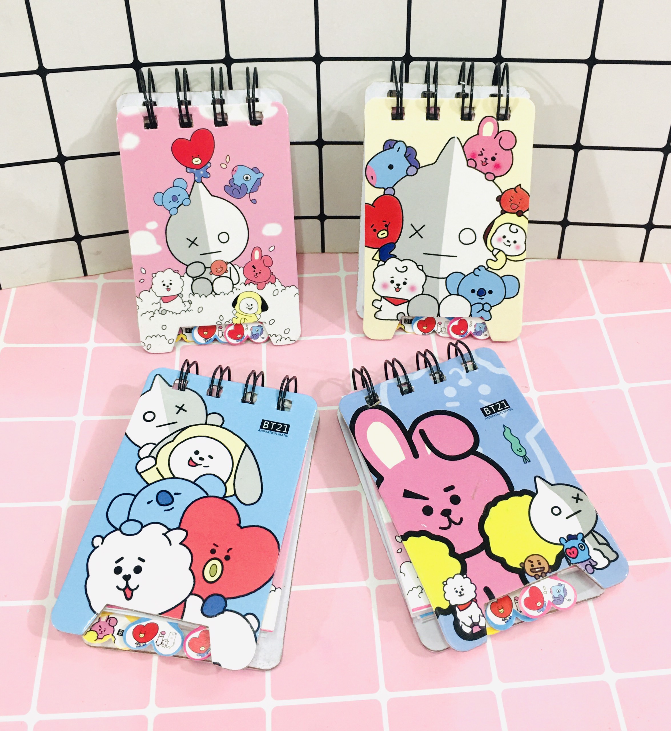 Set 3 sổ BT21 BTS gáy xoán cute 6.2cm x 9.5cm
