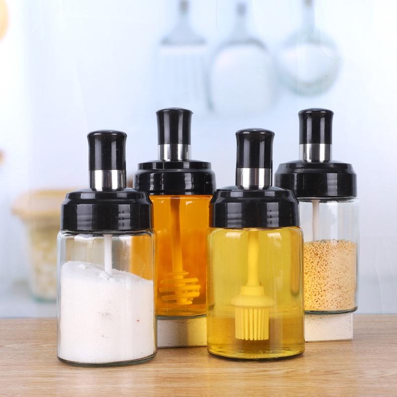 [HSP140][Có sẵn] Hũ đựng gia vị thủy tinh có muỗng kèm theo, Lọ chứa gia vị kèm thìa đa năng
