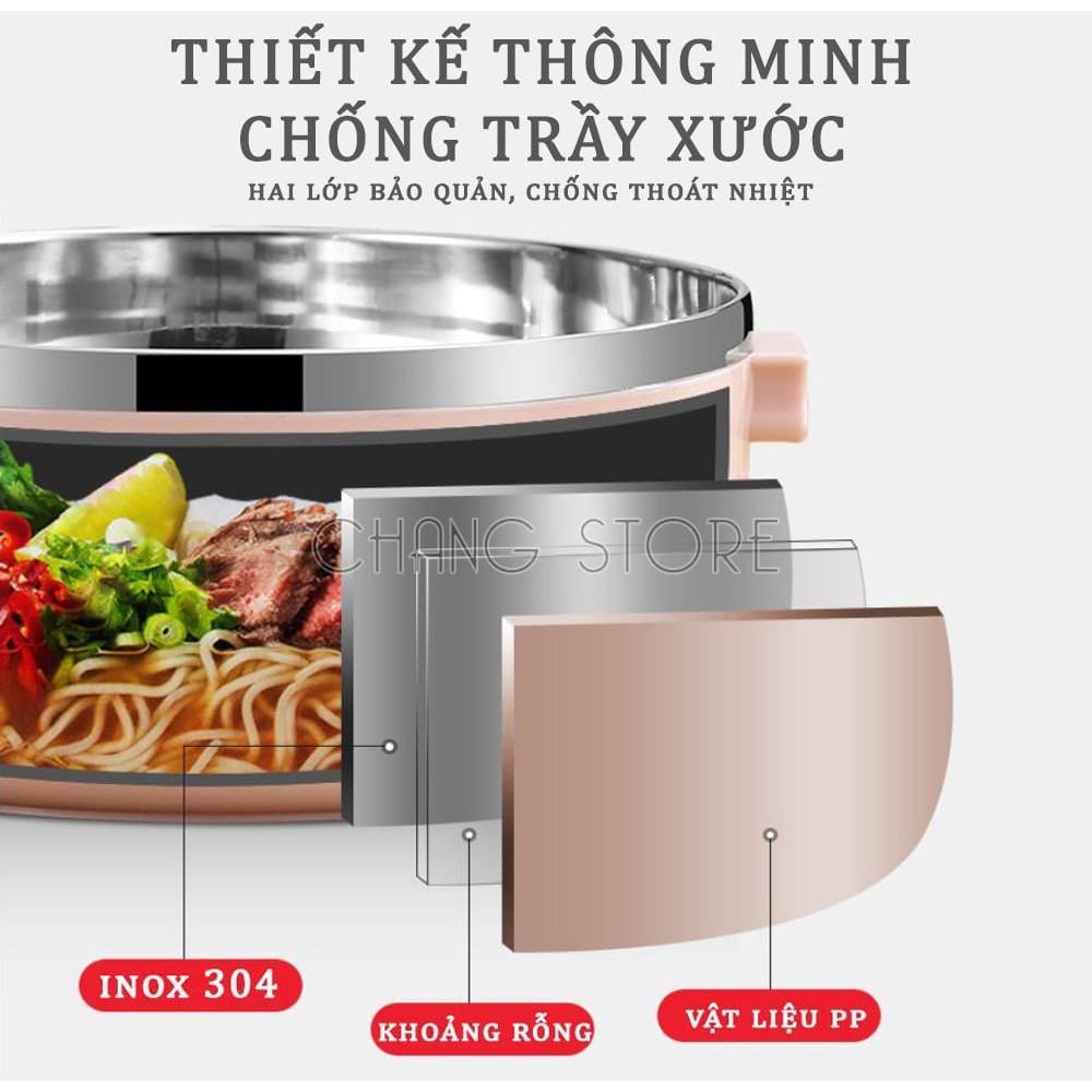 Hộp Đựng Cơm Văn Phòng Giữ Nhiệt 4 Tầng, Cặp Lồng Đựng Cơm Bằng Lúa Mạch Lõi Inox Cao Cấp Tiện Dụng