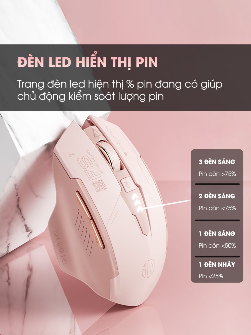 ￼Chuột không dây TEKKIN F8 trà sữa cute gaming silent chống ồn ko dây bluetooth wireless 2.4G laptop máy tính - hàng chính hãng