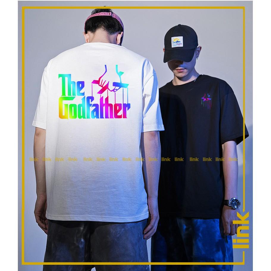 Áo thun Unisex tay lỡ THE GODFATHER chất phản quang đa sắc