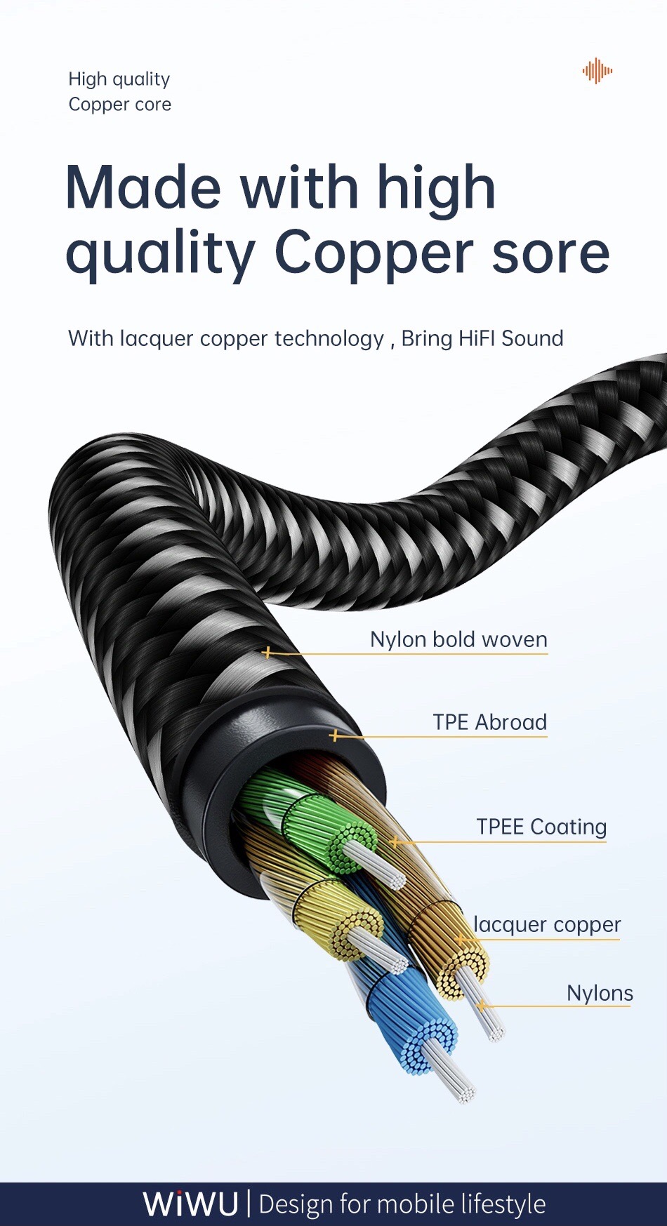 Cáp âm thanh Wiwu Audio adapter LT07, LT08, LT09, LT10, LT11 cho điện thoại di động, ô tô, loa âm thanh, karaoke U-shield, selfie âm thanh chất lượng cao HIFI, vừa chơi vừa sạc - Hàng chính hãng