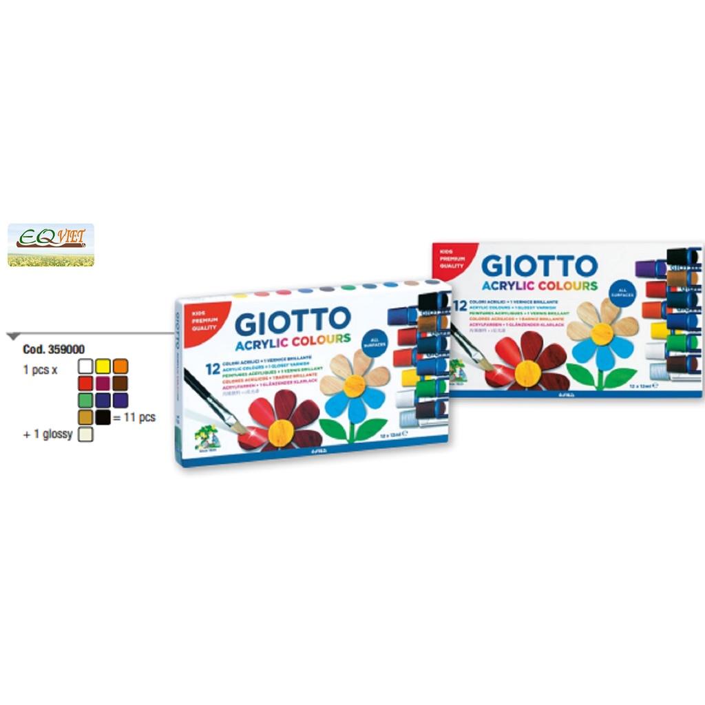 Hộp màu nhập khẩu Italy GIOTTO Acrylic Colours 12 màu dạng tuýp 359000