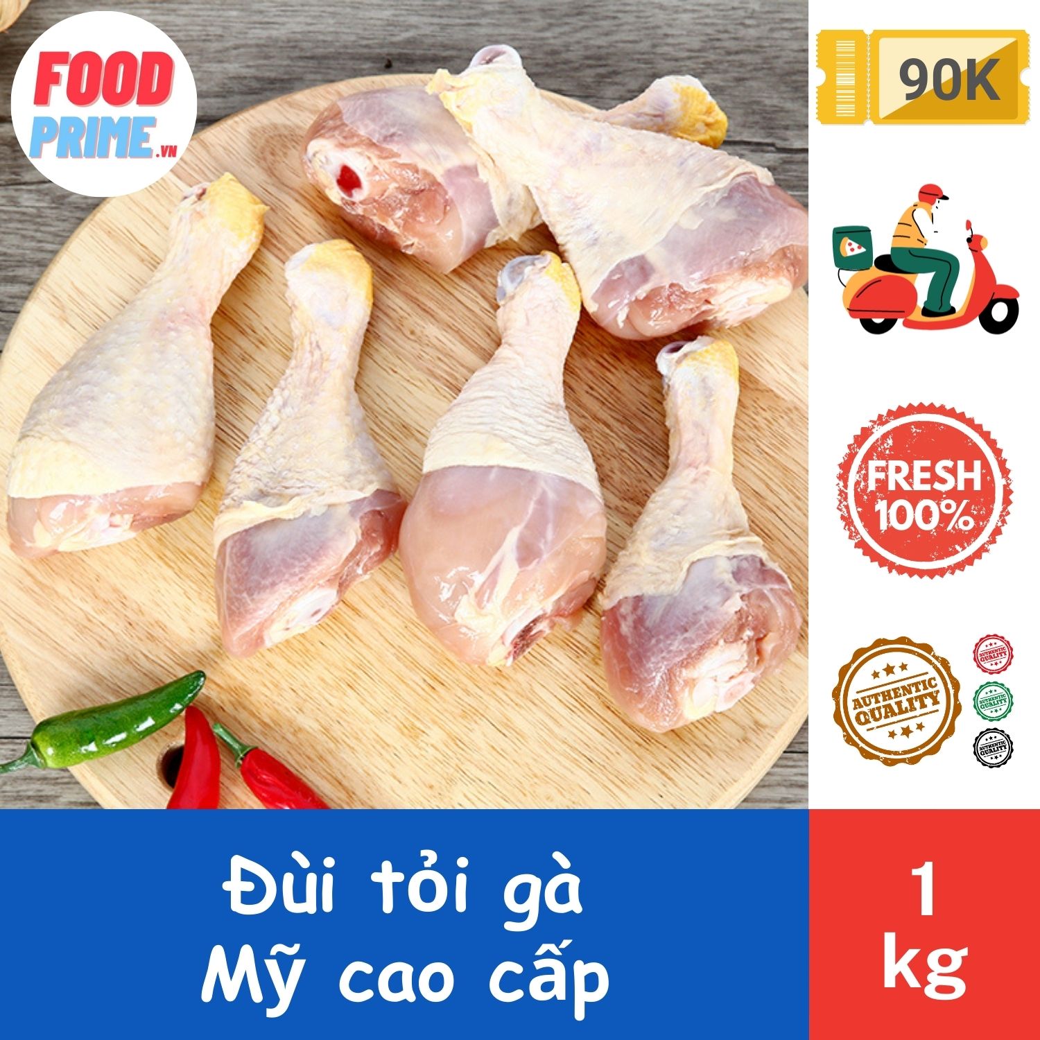 Đùi Tỏi Gà Túi 1kg Premium - FoodPrime Market