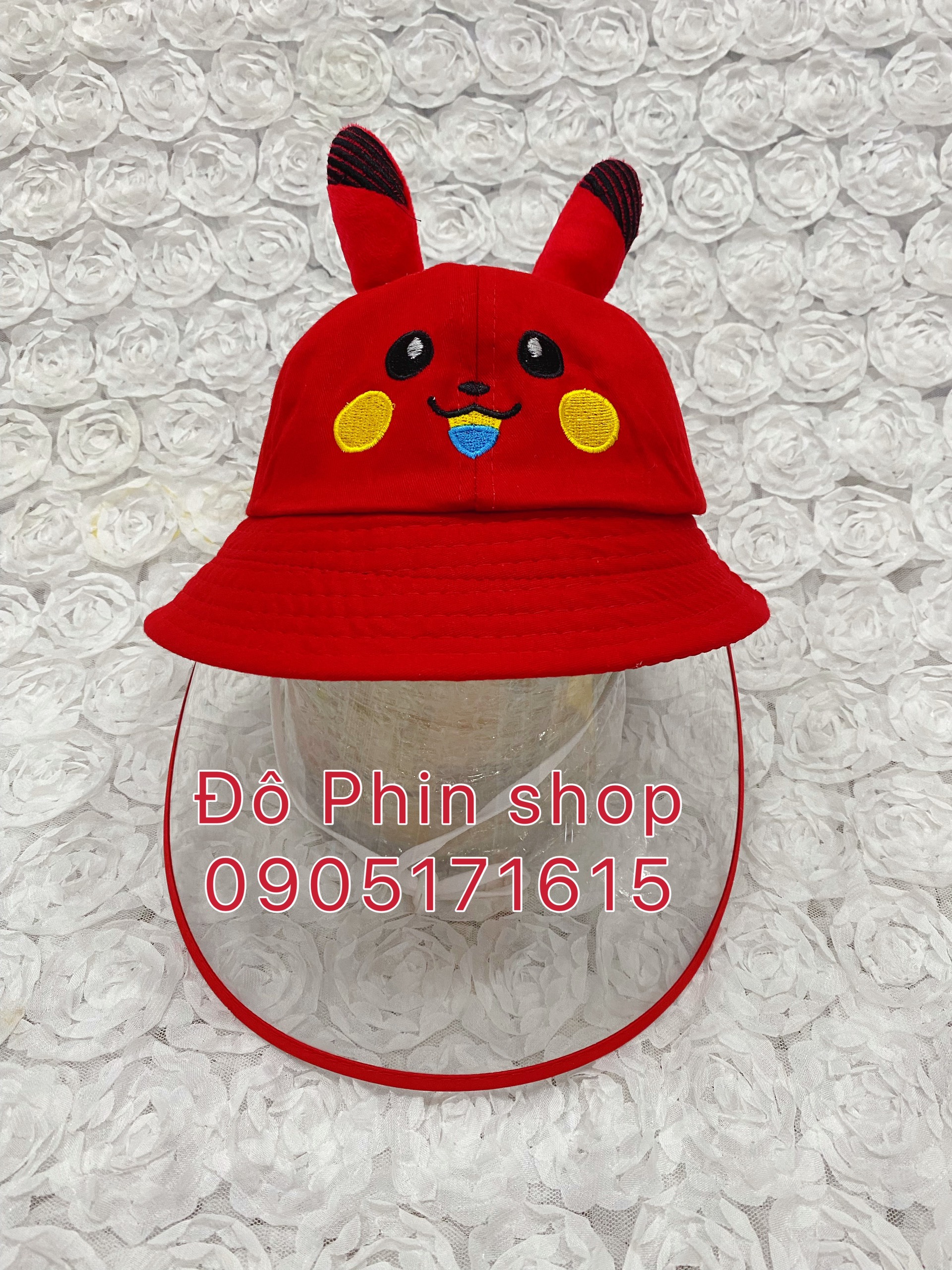 [Bé 3-7 tuổi] Mũ vành bucket Pikachu chống giọt bắn trẻ em, vòng đầu 52cm, có dây quai nón, tấm chắn có thể tháo rời làm nón thời trang cho bé