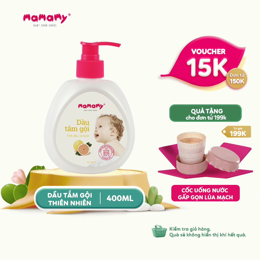 Dầu Tắm Gội Thiên Nhiên Mamamy 400ml