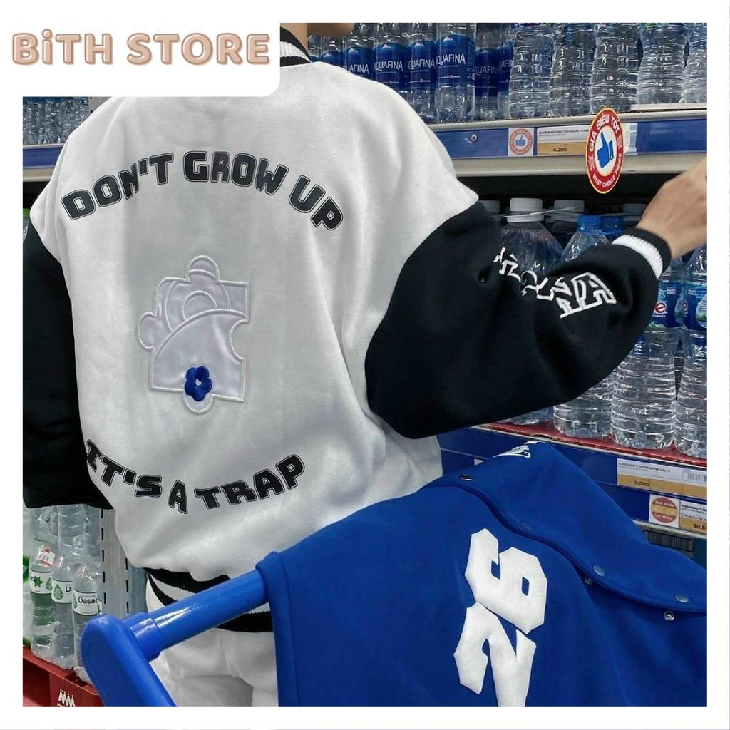 Áo khoác nỉ bomber nam nữ chất nỉ lót bông dày dặn cúc bấm It's a trap cardigan missout HÀNG XỊN Áo Bomber Nam Nữ Shop