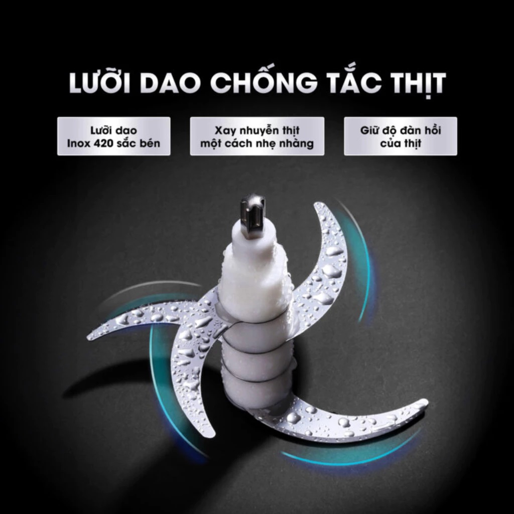 Máy xay thịt Sothing Kalite KM355, công suất 300w, 2 cối thủy tinh đa năng, dung tích cối lớn 2L- Hàng chính hãng