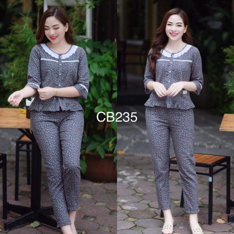 Set đồ bộ mặc nhà thu đông cổ ren đẹp