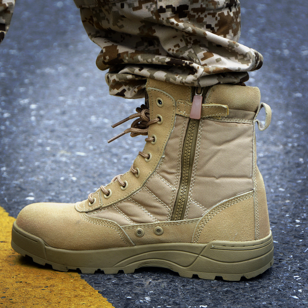Giày boots nam cổ cao đen, Giày lính SWAT cổ cao ARM-909