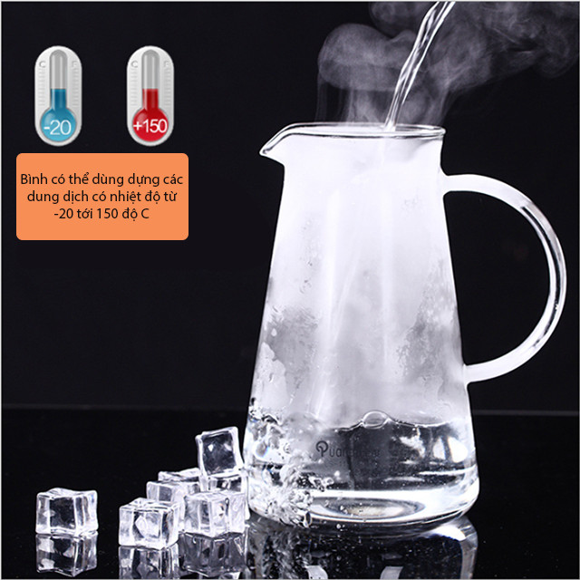 Bình nước thủy tinh nắp inox cao cấp LS12 dung tích 1500ml