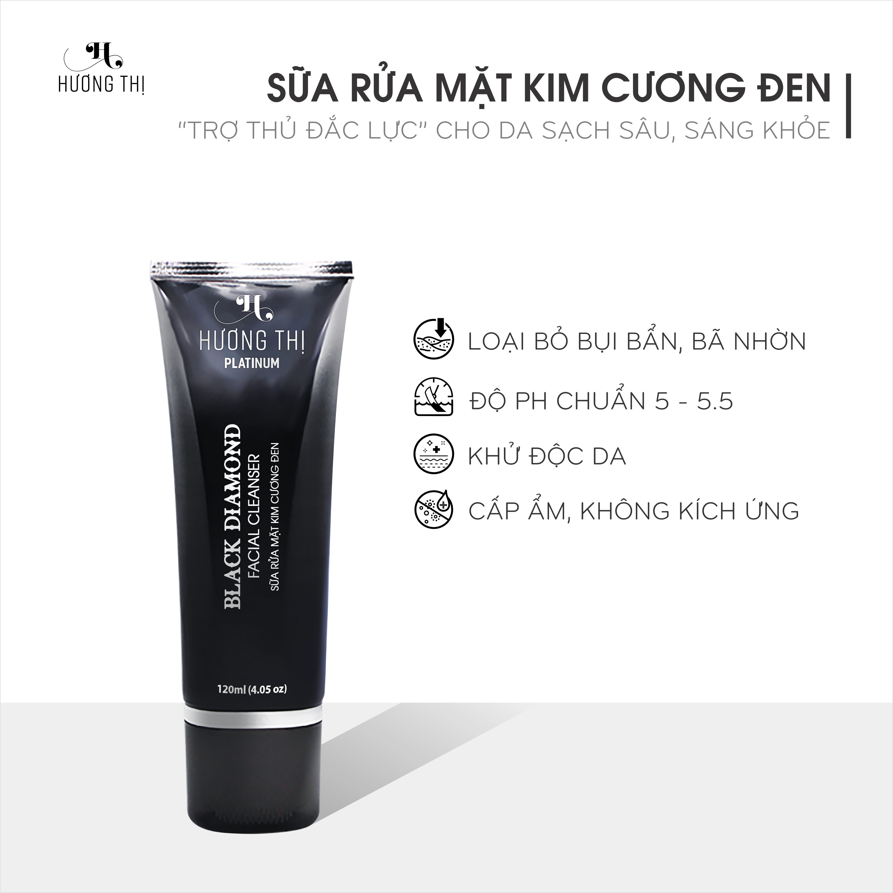 Sữa Rửa Mặt Kim Cương Đen Hương Thị 120ml