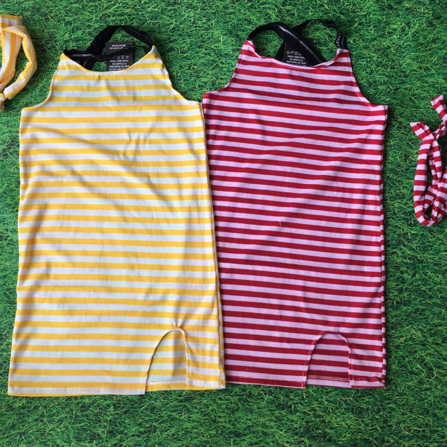Combo 2 váy 2 dây bé gái kẻ ngang size 1-6 giao màu ngẫu nhiên