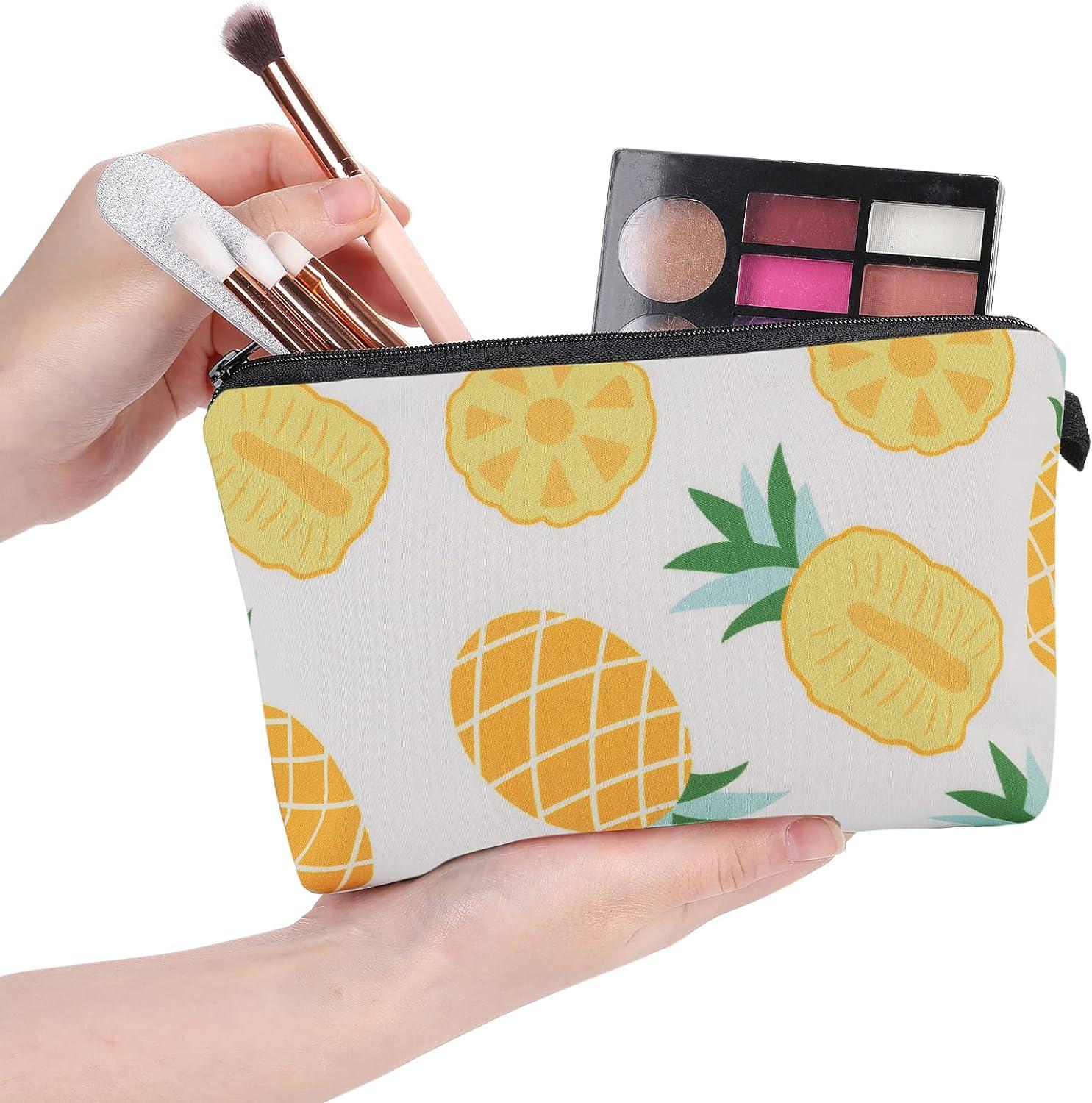 Túi vệ sinh vải nhỏ - Mẫu dứa - với dây kéo - dành cho phụ nữ