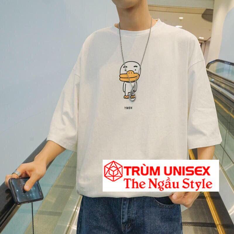 Áo thun Tay lỡ Nam Nữ Form Rộng Vịt Con Trùm Unisex màu đen vải cotton thích hợp đi chơi đi dã ngoại aothununisex