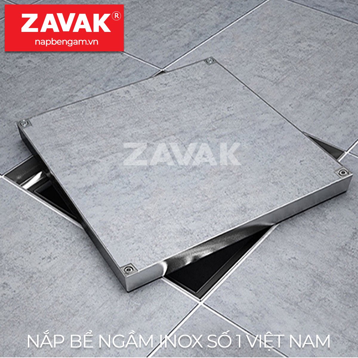 Nắp bể ngầm Zavak Inox 304. MHO 600x600