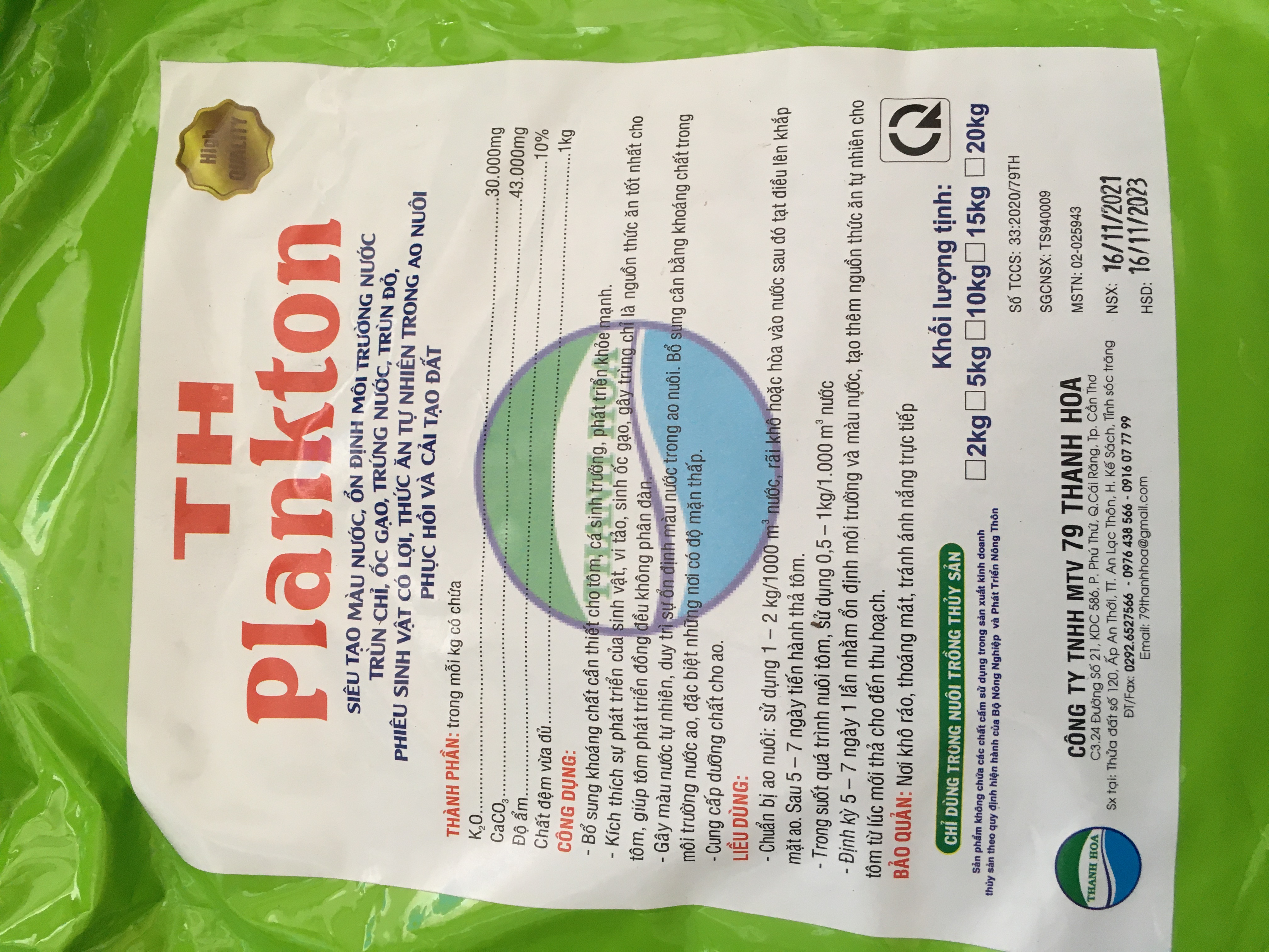 TH plankton siêu tạo màu nước , tạo trùng chỉ , ốc gạo , thức ăn tự nhiên cho tôm cá thuỷ hải sản