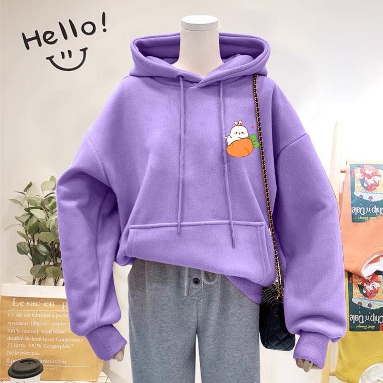 ÁO HOODIE UNISEX IN THỎ ÔM CÀ RỐT DỄ THƯƠNG