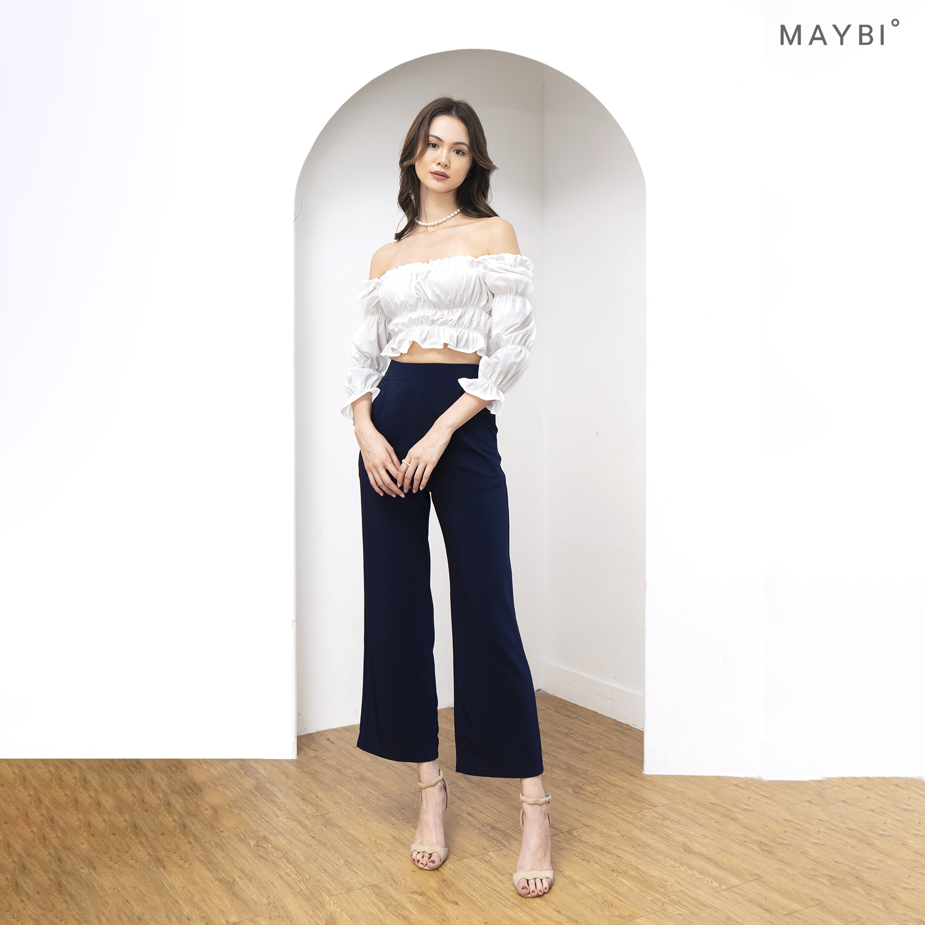 MAYBI - Quần xanh đen ống rộng