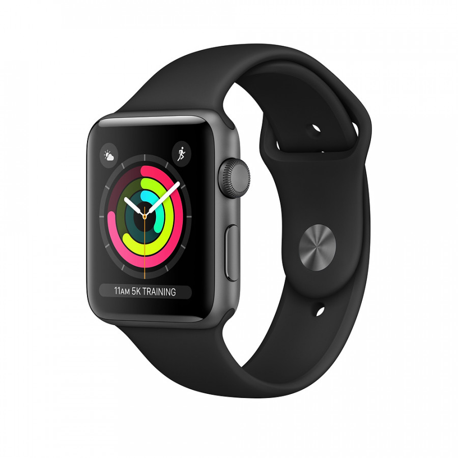 Apple Watch Series 3 GPS Sport Band (Viền Nhôm, Dây Cao Su) - Silver