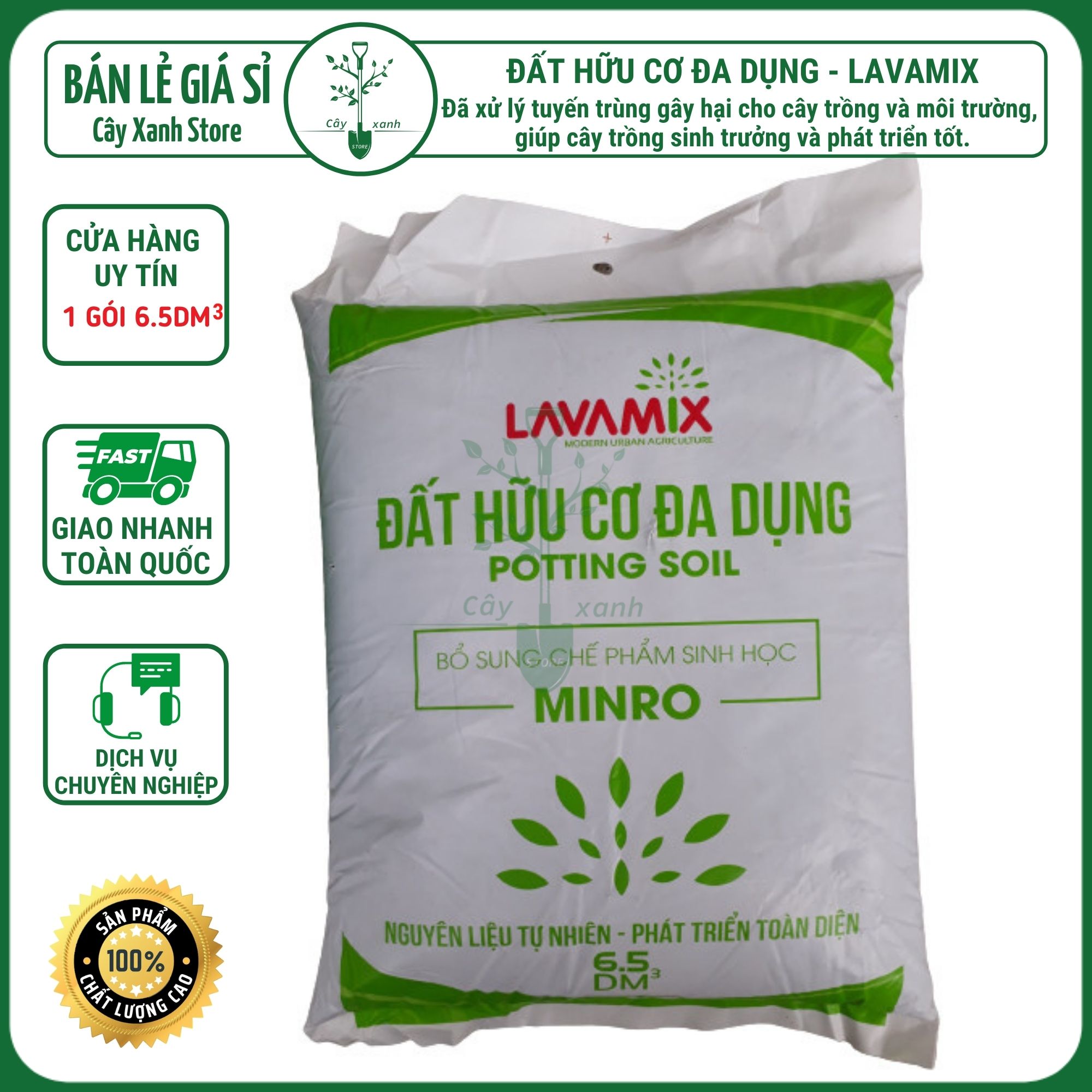 Đất Sạch Đất Hữu Cơ Đa Dụng Lavamix Ươm Hạt Giống, Trồng Rau Và Hoa Kiểng 6.5dm3 [2.5 - 2.8Kg]