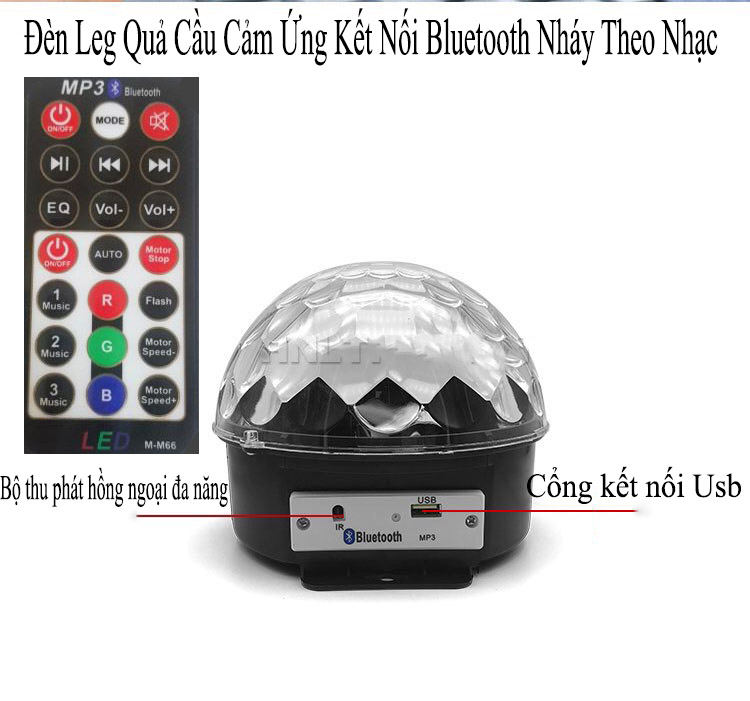 Đèn LED Hình Cầu Cảm Ứng Nhấp Nháy Nhiều Màu Có Kết Nối Bluetooth, Usb, Thu Phát Hồng Ngoại Loa Nghe Nhạc DC-BL30 Chất Lượng Cao Cấp