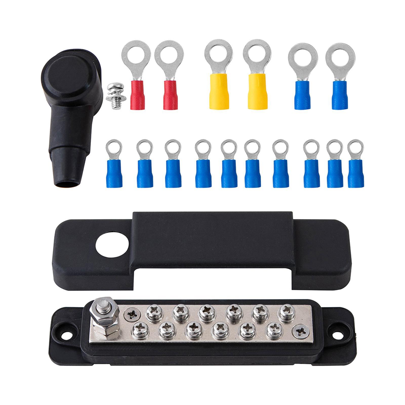 12 Terminal Power Distribution Block Bus Bar 48V Easy Installation 180 Amps Rating Marine Bus Bar for Yachts Automotive Solar Wiring RV