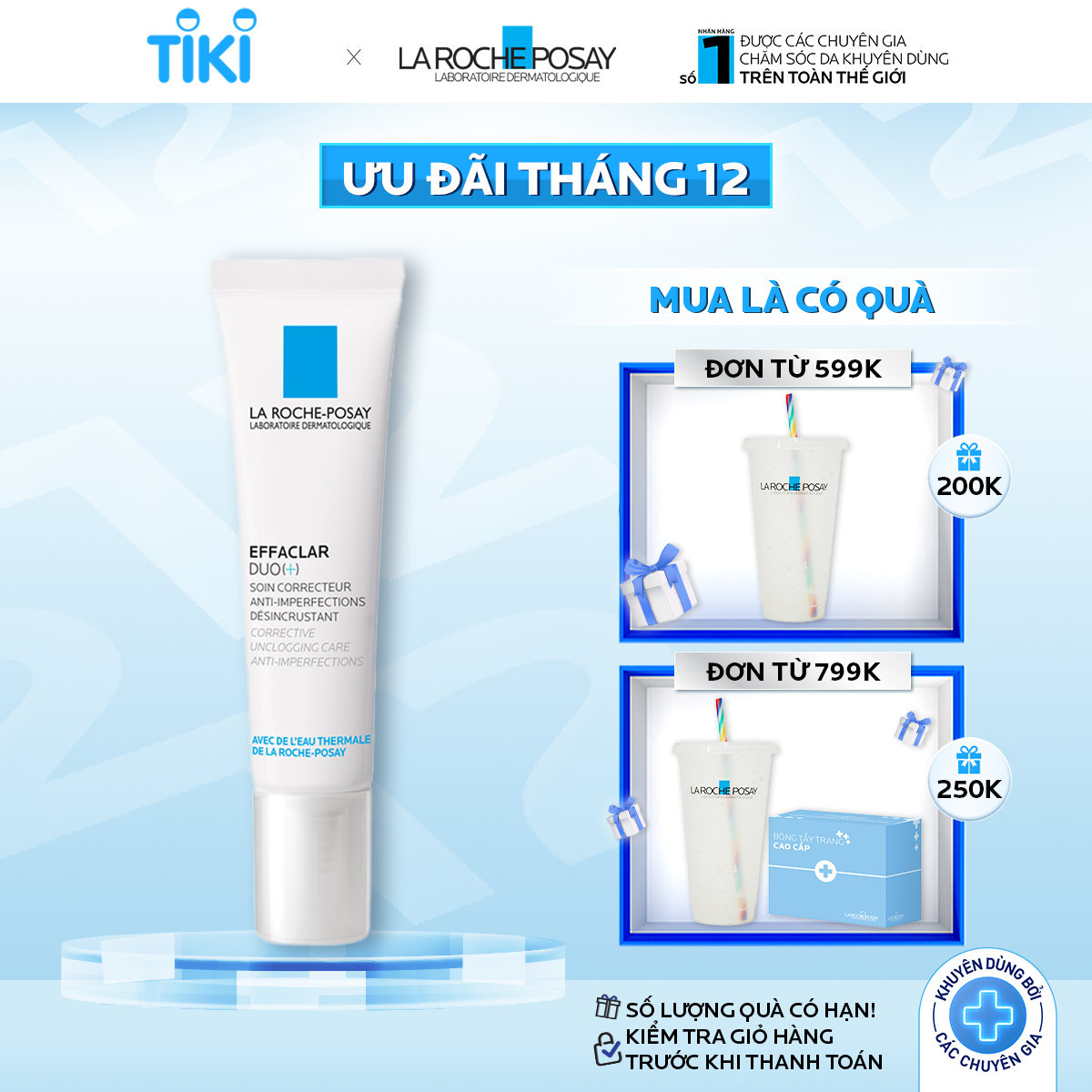 Kem dưỡng giảm mụn thông thoáng lỗ chân lông và ngừa thâm La Roche Posay Effaclar Duo+ 15ml