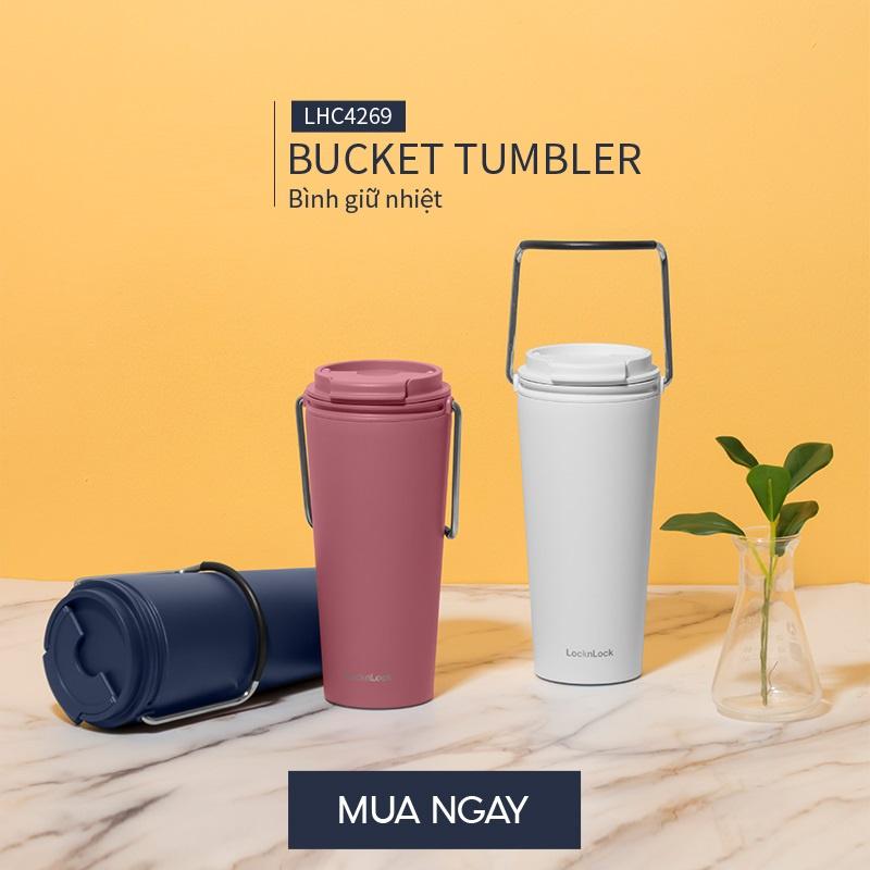 Ly giữ nhiệt Lock&Lock Bucket Tumbler có ống hút hoặc nắp bật, dung tích 540ml LHC4268 LHC4269 - Hapos