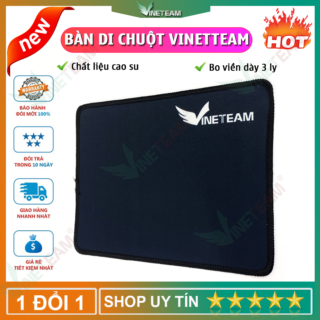 VINETTEAM Miếng lót chuột - Bàn di chuột V1 chơi game Mouse pad hình chữ nhật  21,5 x 17,5 cm  bo viền dày 3 li -  hàng chính hãng