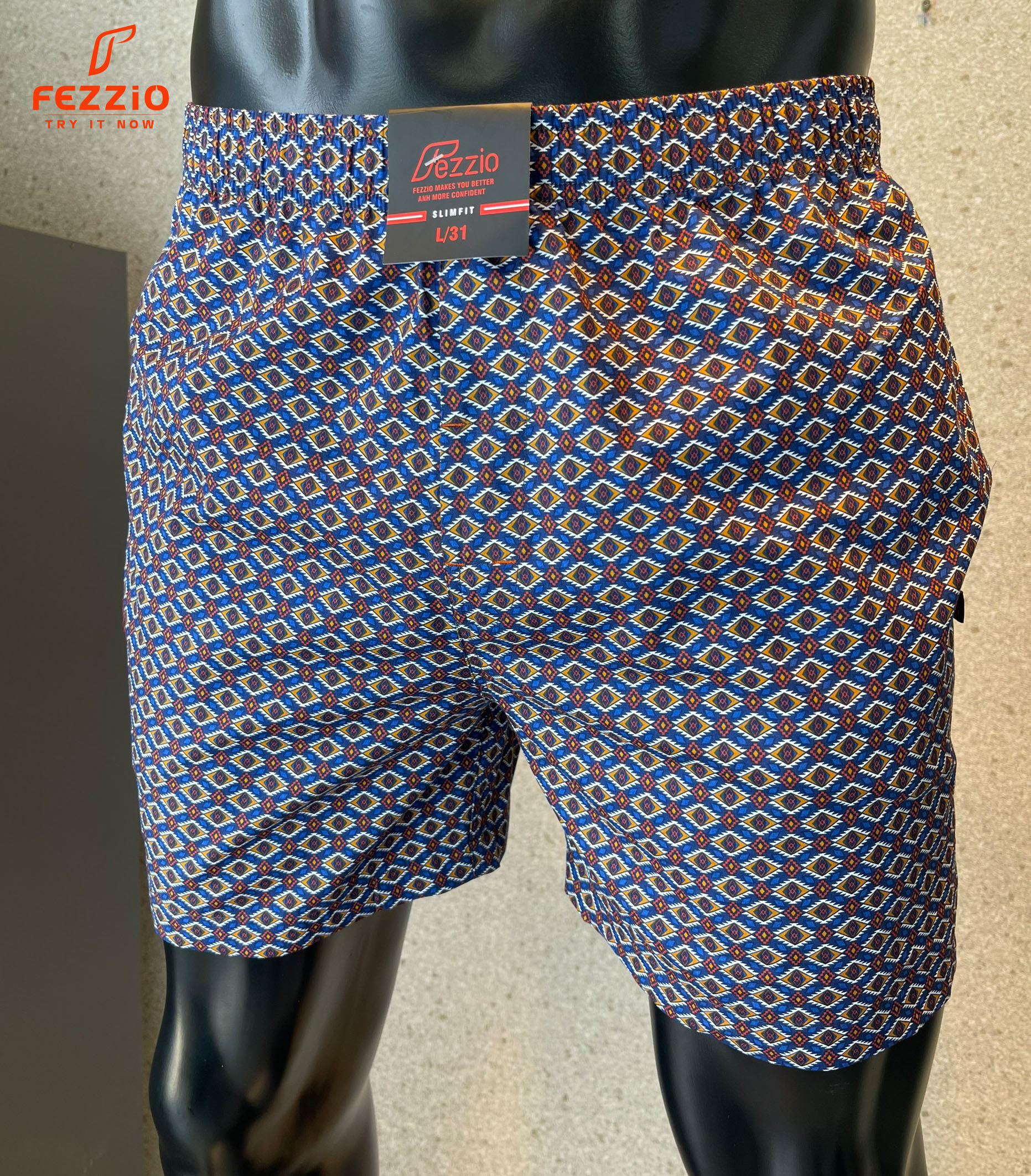 Quần đùi nam mặc nhà chất kate cotton 100% mềm mại thoáng mát thương hiệu FEZZIO