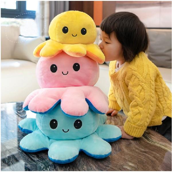 Gấu Bông Bạch Tuộc Cảm Xúc Dễ Thương Lật Hai Mặt Vải Nhung Co Giãn 4 Chiều Cao Cấp (Size to)