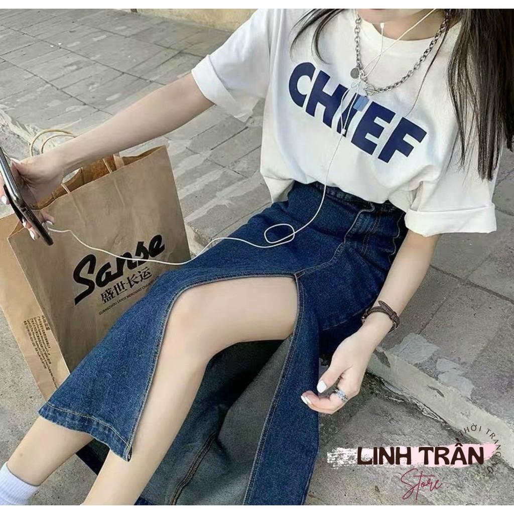Sét Áo Thun CHIEF Mix Chân Váy Jean Sẻ Áo Phông Mix Chân Váy Jean Sẻ Linh Trần Store
