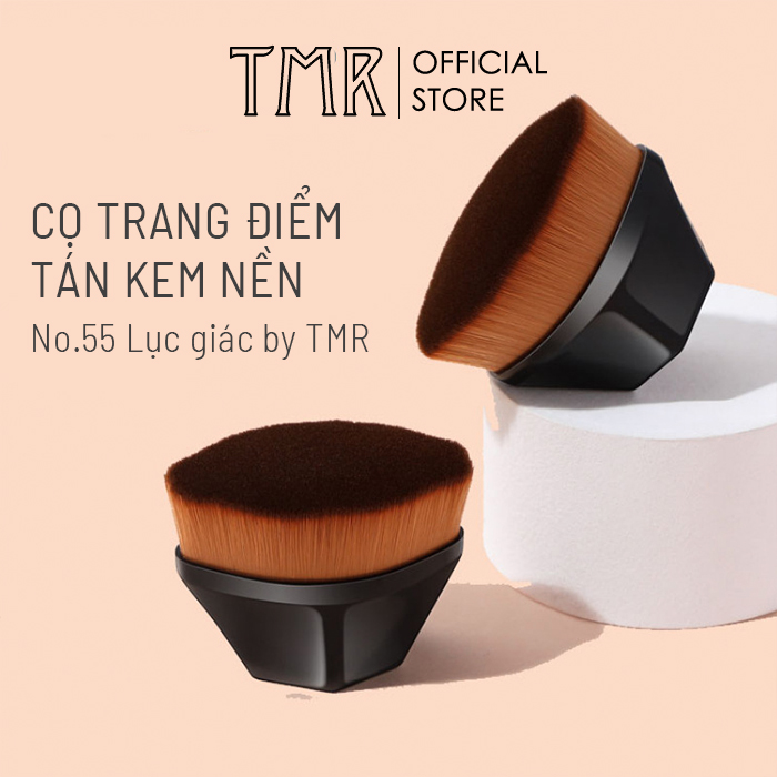 Cọ tán kem nền TMR No.55 Hexa tay cầm lục giác đầu cọ mềm mịn chất lượng cao, tán mỏng mịn lớp nền