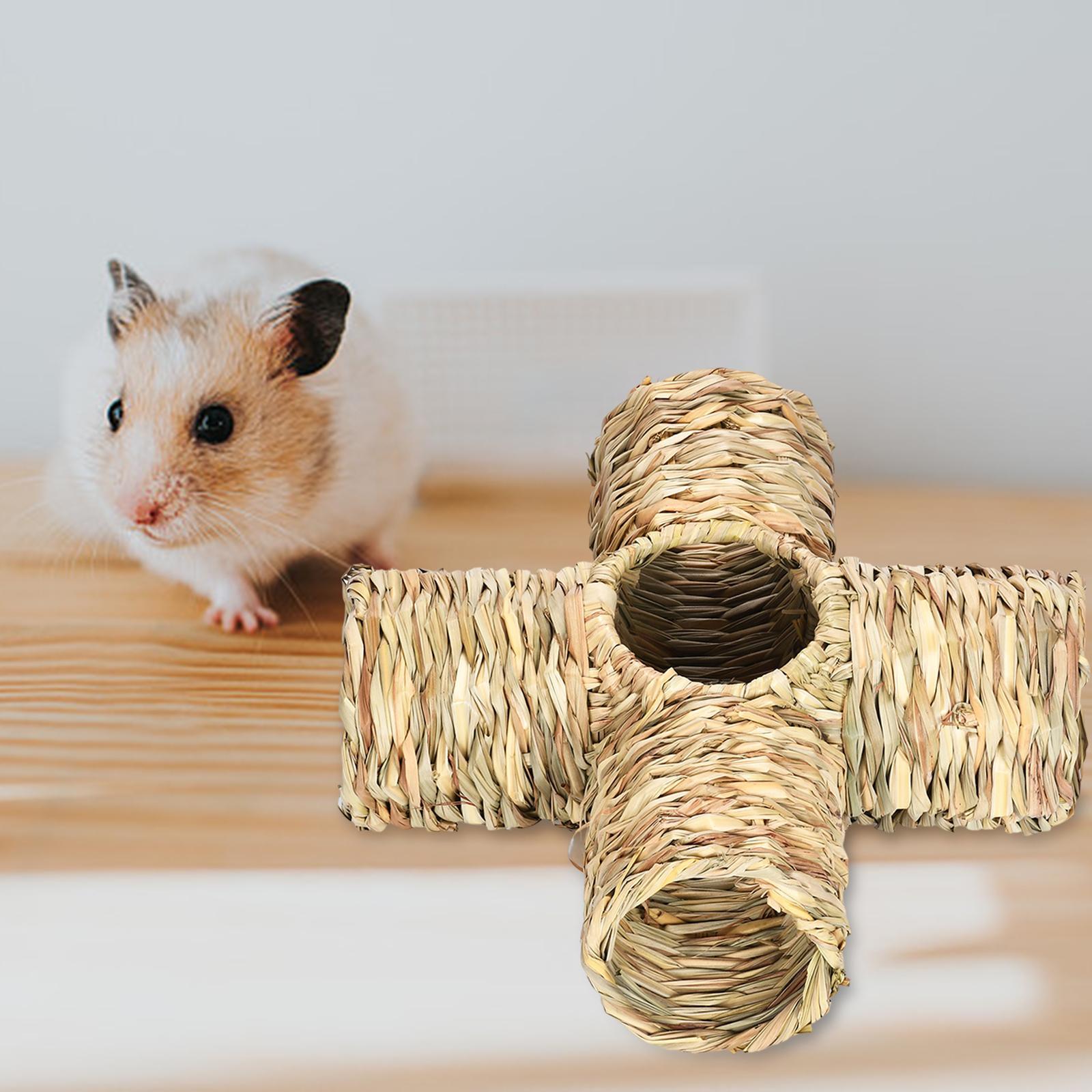 Hamster Grass Tunnel Toy Straw House for Small Animals Little Rabbit Gerbils