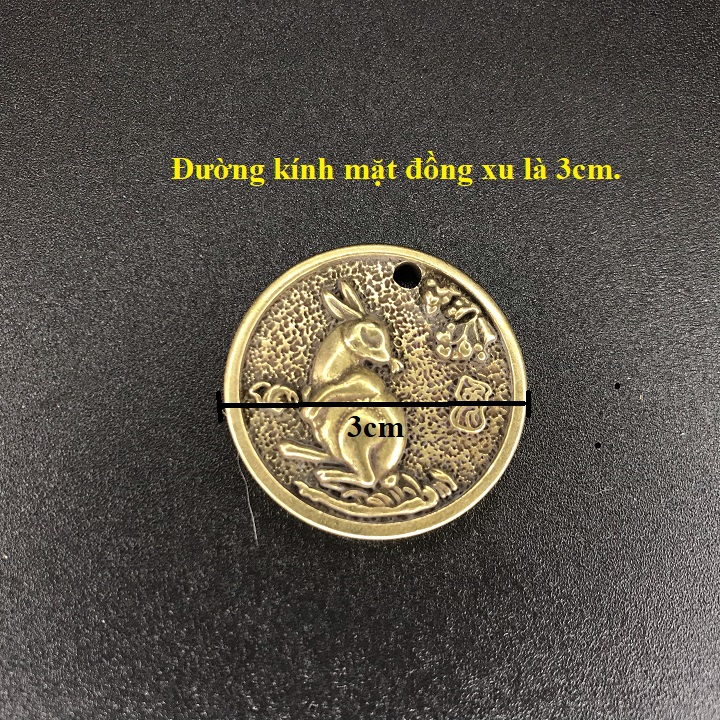 Mặt đồng xu đồng hình con Thỏ, làm móc đeo chìa khóa, mặt dây chuyền, quà tặng người thân, bạn bè ý nghĩa - SP002433