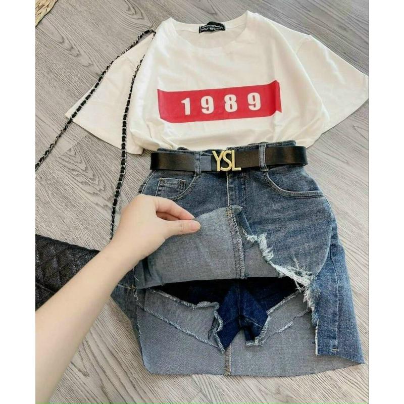Chân váy jean rách ngắn mini có lót quần,váy bò rách