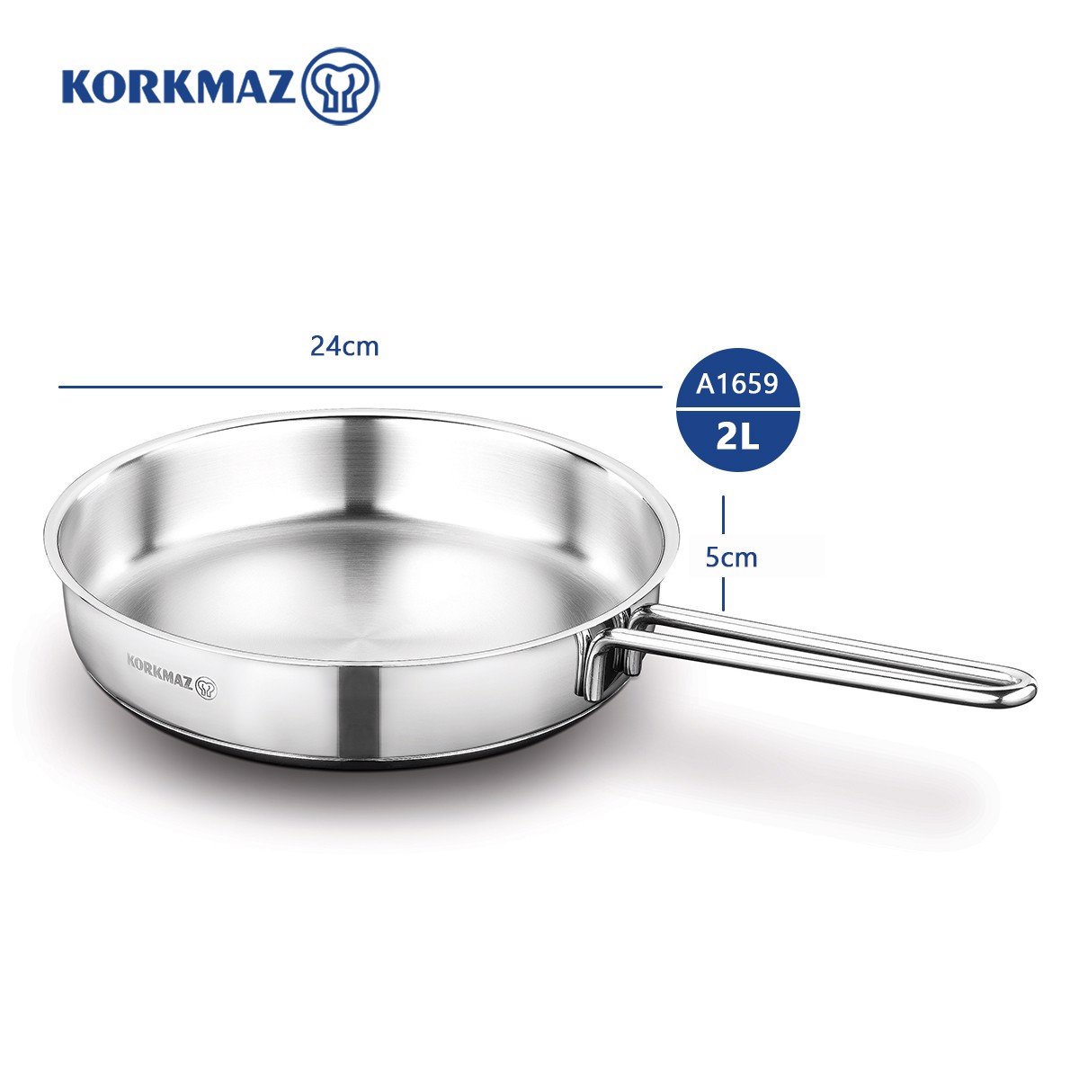 Chảo Inox Cao Cấp Đáy Từ 24 Cm Korkmaz Perla A1659