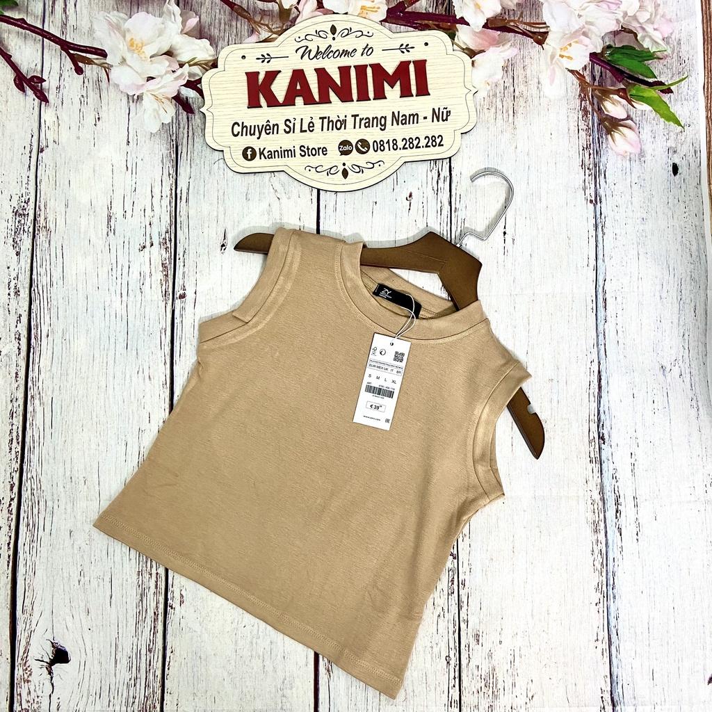 Áo croptop ba lỗ cổ cao Kanimi - áo thun ba lỗ cao cổ nữ phong cách Ulzzang